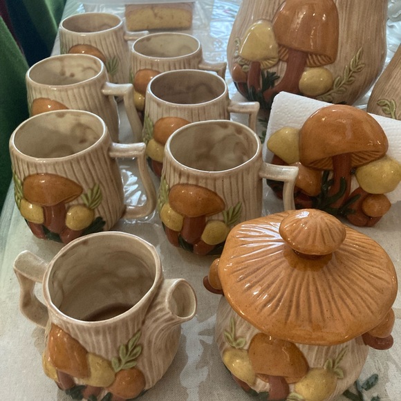Vintage 1970 Arnels Pottery Mushroom Ceramic Kitchen Set - Picture 4 of 14